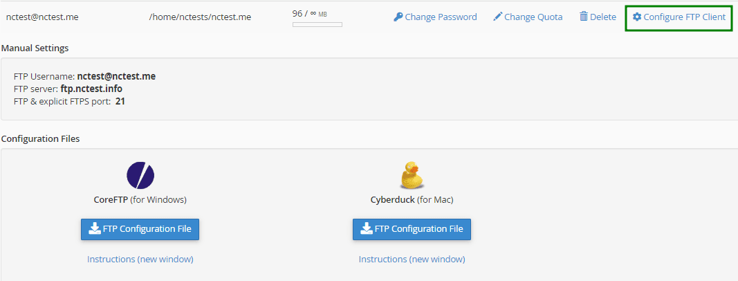 تنظیمات کلاینت FTP