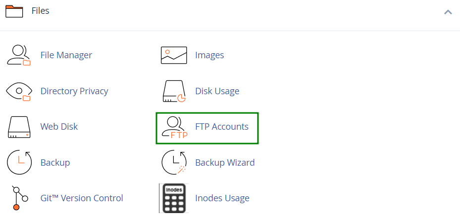 بخش FTP Accounts در سی پنل